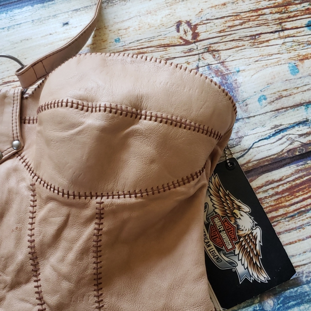 Harley Davidson 100% leather halter corset 8 - Picture 2 of 8